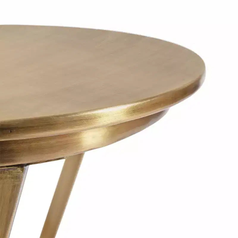 Table d'appoint ronde en métal au fini laiton antique