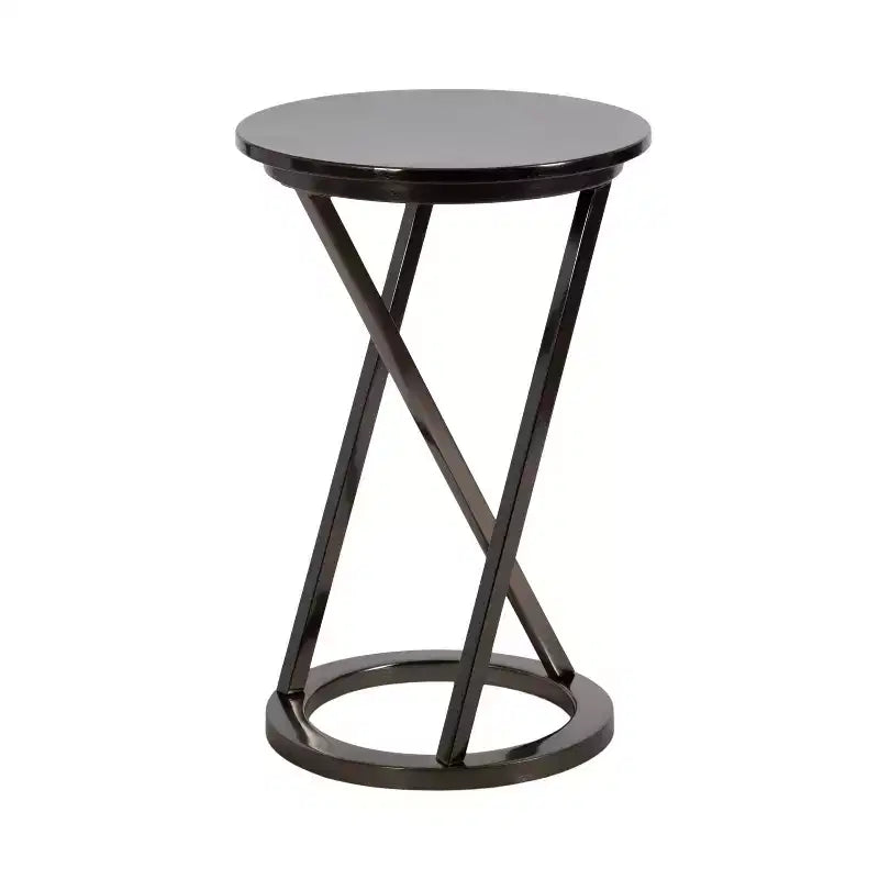 Table d'appoint ronde en métal au fini laiton antique