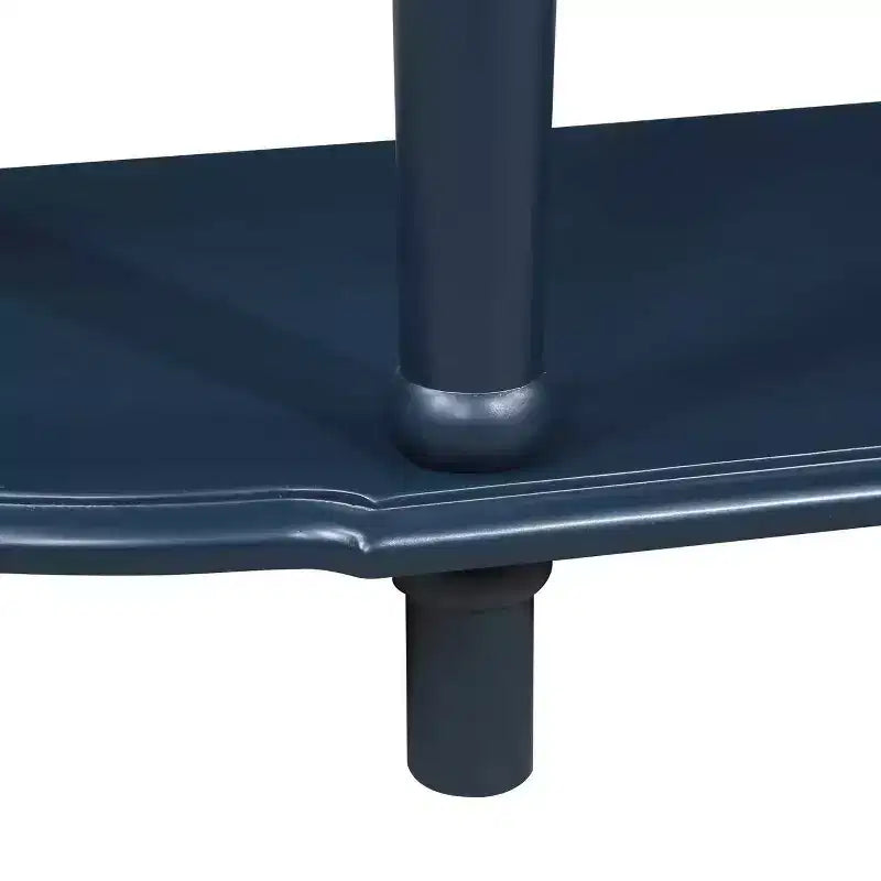 Console de 52 po en bois courbé de style rétro avec étagère ouverte et 2 tiroirs - Bleu marine et marron