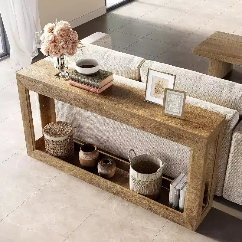 Console étroite de 160 cm, Table longue pour canapé, Couloir, Salon, Entrée, Hall, Design compact, Chêne clair marron