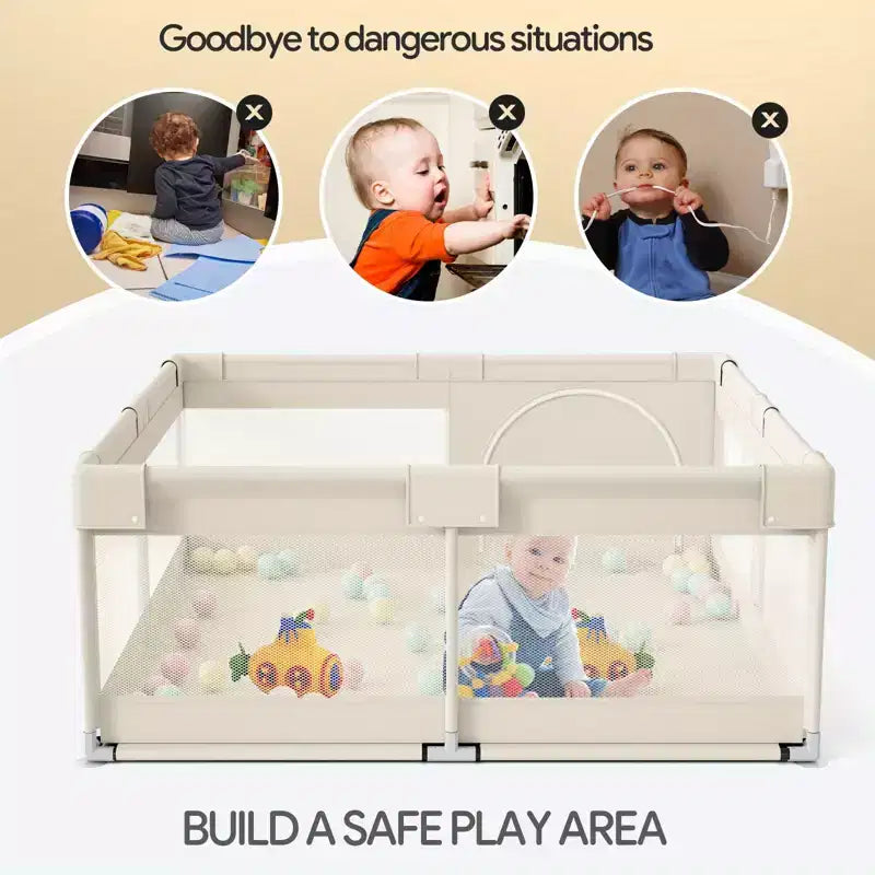 Parc pour bébé 150x150 cm, barrière de sécurité durable pour bébés et tout-petits, utilisation intérieure et extérieure