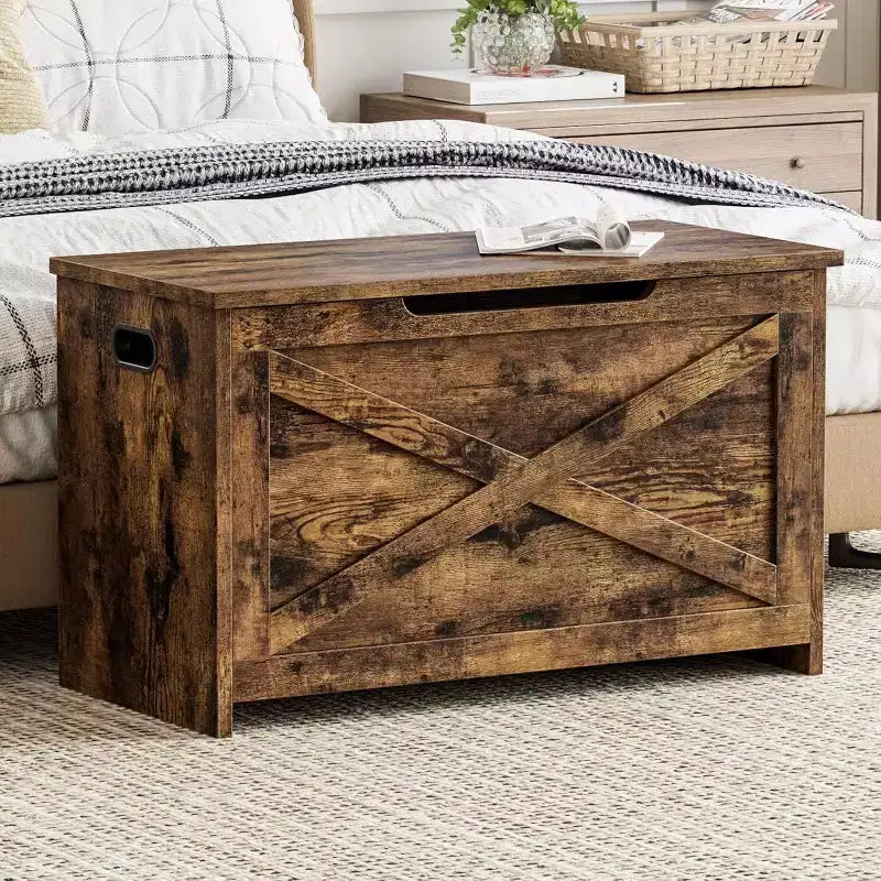 Banc de rangement de 119 cm avec charnière de sécurité, grande malle à jouets en bois pour chambre ou entrée