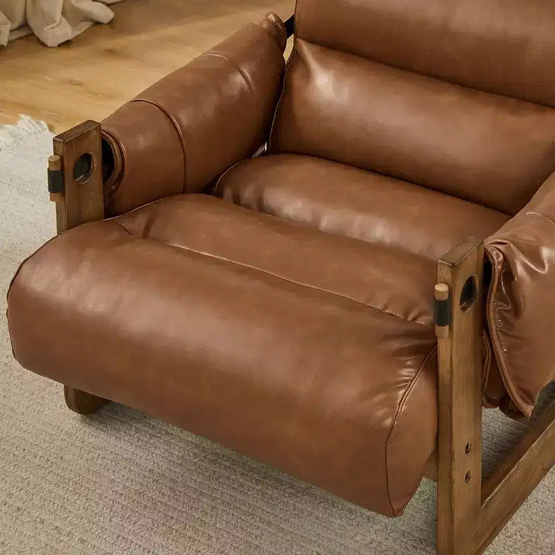 Chaise longue de loisirs en similicuir avec structure en frêne et base luge