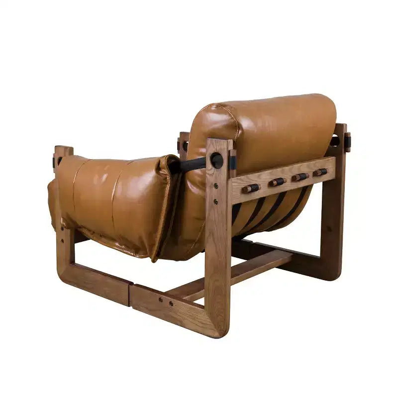 Chaise longue de loisirs en similicuir avec structure en frêne et base luge