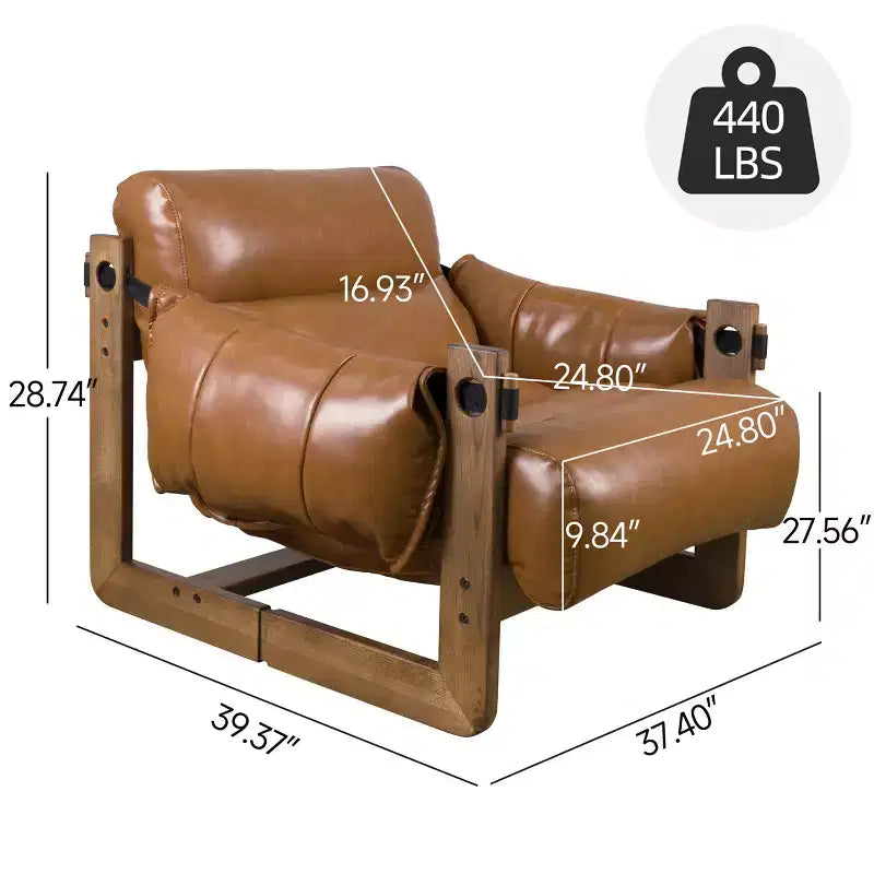 Chaise longue de loisirs en similicuir avec structure en frêne et base luge