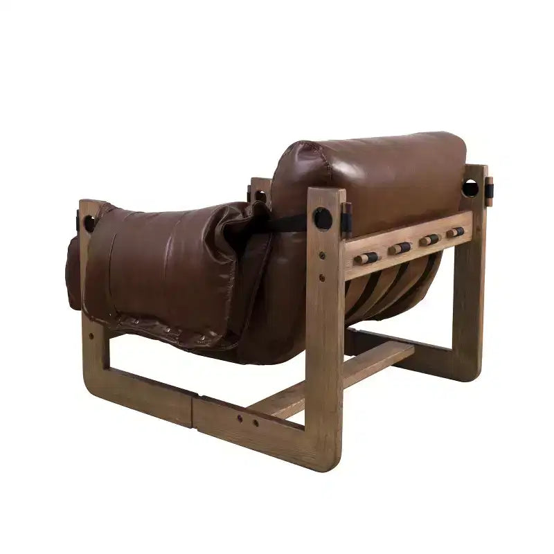 Chaise longue de loisirs en similicuir avec structure en frêne et base luge