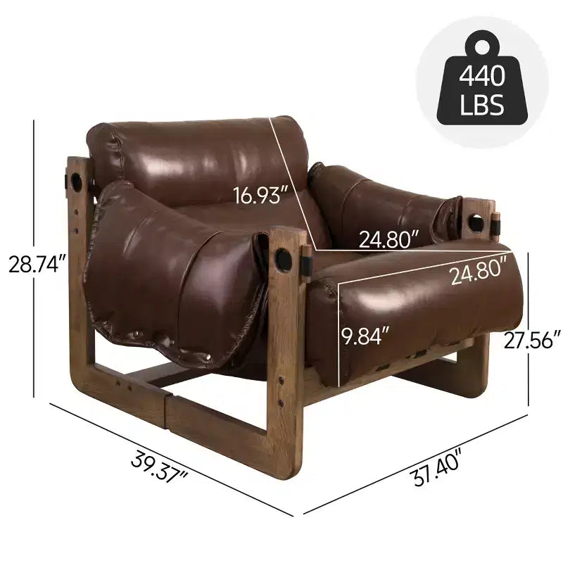 Chaise longue de loisirs en similicuir avec structure en frêne et base luge