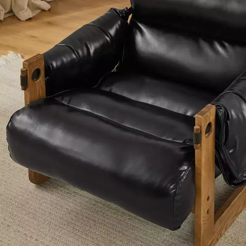 Chaise longue de loisirs en similicuir avec structure en frêne et base luge