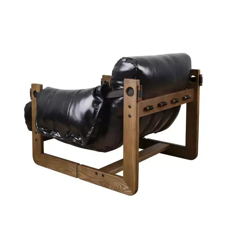 Chaise longue de loisirs en similicuir avec structure en frêne et base luge