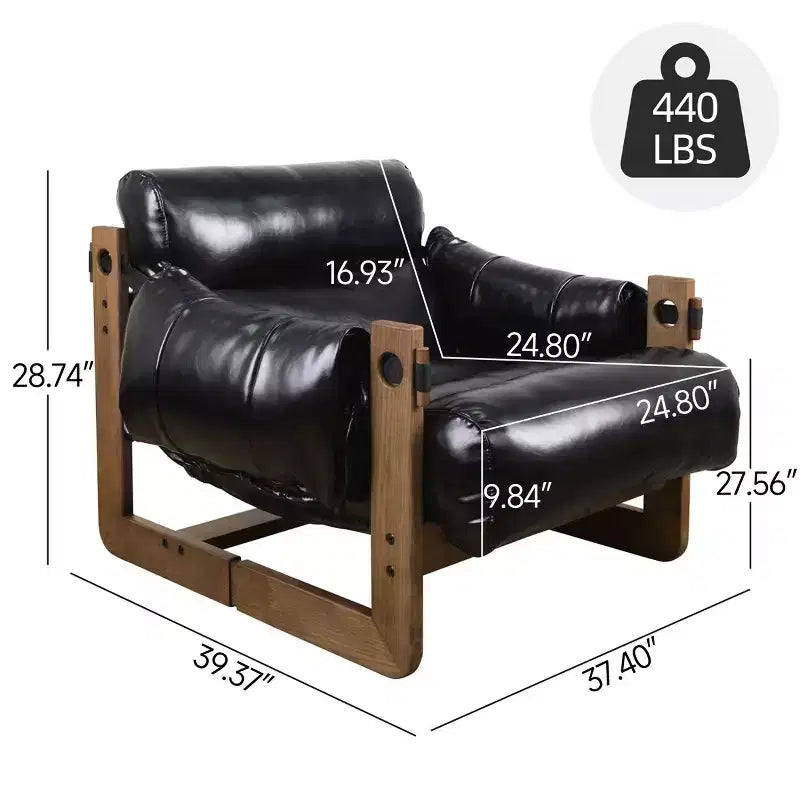 Chaise longue de loisirs en similicuir avec structure en frêne et base luge