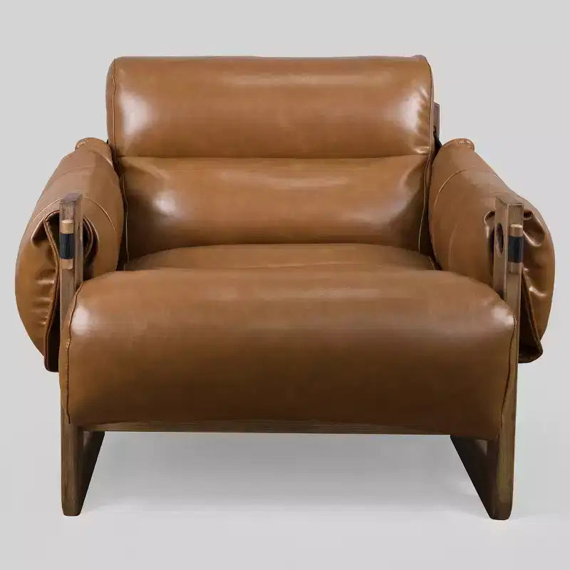 Chaise longue de loisirs en similicuir avec structure en frêne et base luge