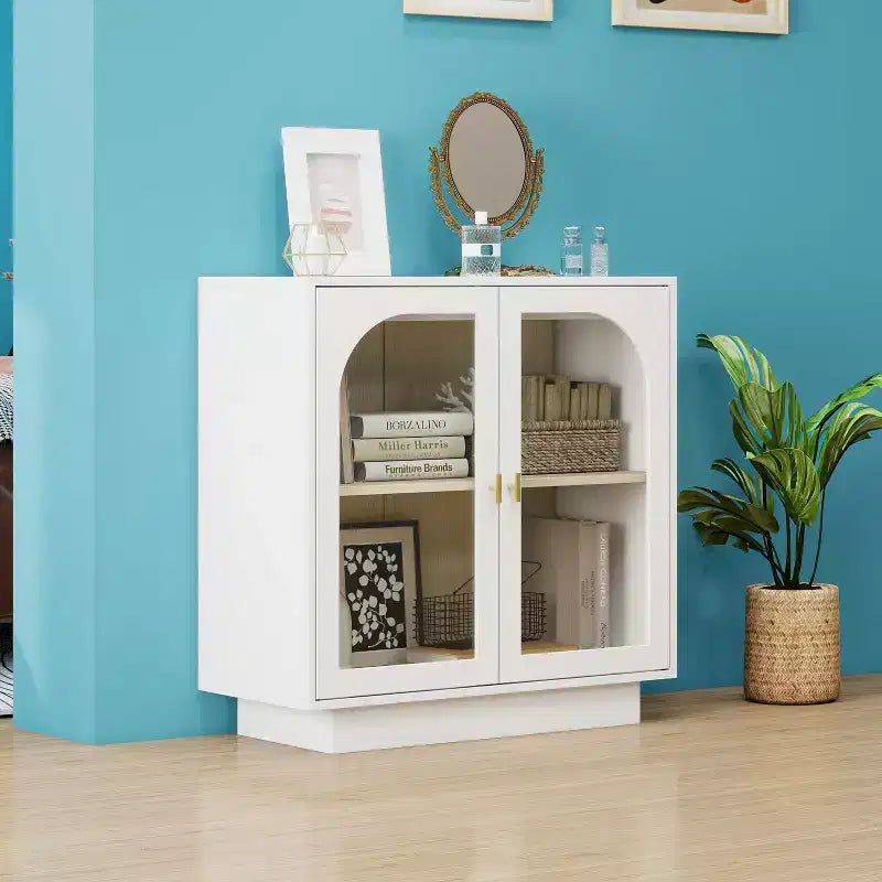 Armoire de rangement moderne avec portes en acrylique et étagère réglable