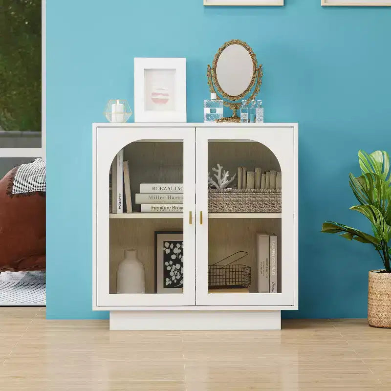 Armoire de rangement moderne avec portes en acrylique et étagère réglable