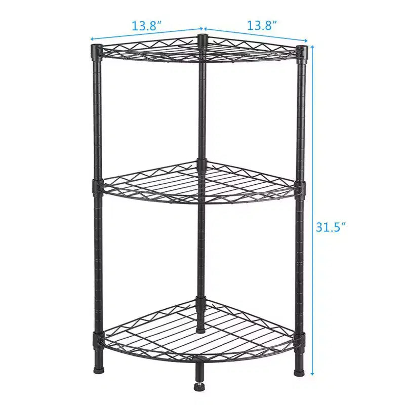 Étagère d'angle en fil métallique de 31,5 po H x 13,8 po L x 13,8 po P