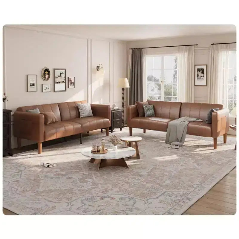 Canapé-lit futon convertible de 75 po, causeuse en cuir PU avec dossier réglable, poches latérales, canapé-lit peu encombrant, marron