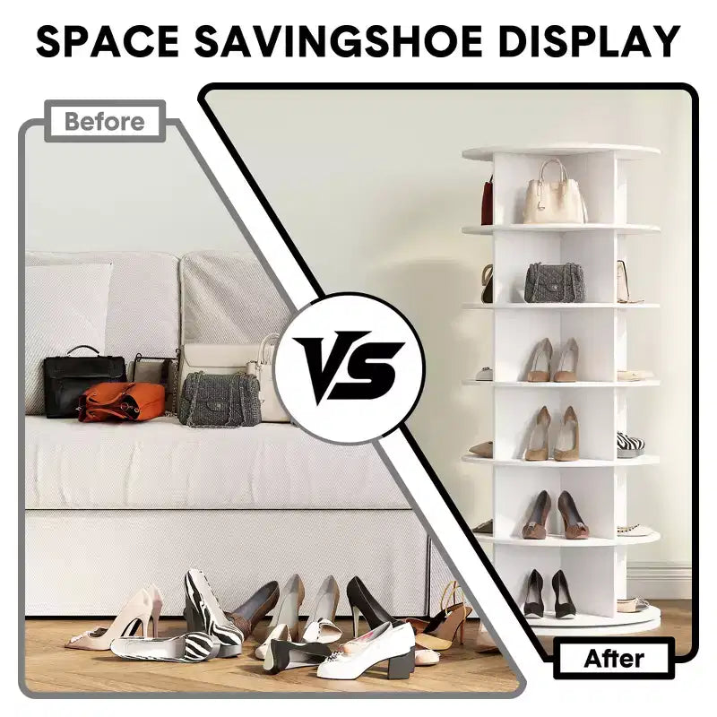 Étagère à chaussures rotative à 6 niveaux, organisateur de chaussures rotatif à 360° blanc pour entrée/salon (1 pièce)