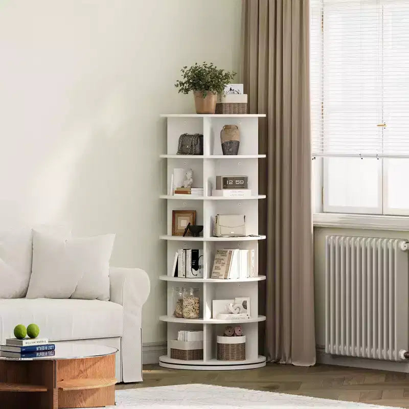 Étagère à chaussures rotative à 6 niveaux, organisateur de chaussures rotatif à 360° blanc pour entrée/salon (1 pièce)